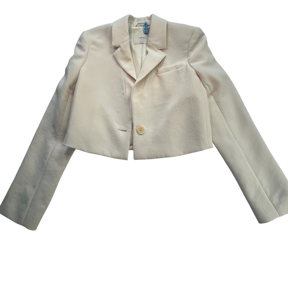 Wilfred Cropped Blazer Women S Cream Single Button Crepe DTR4-4372-11